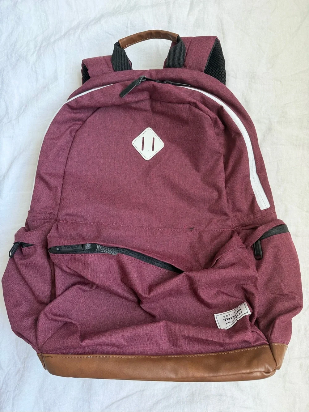 Targus Burgundy Backpack with Brown Faux-Leather Base